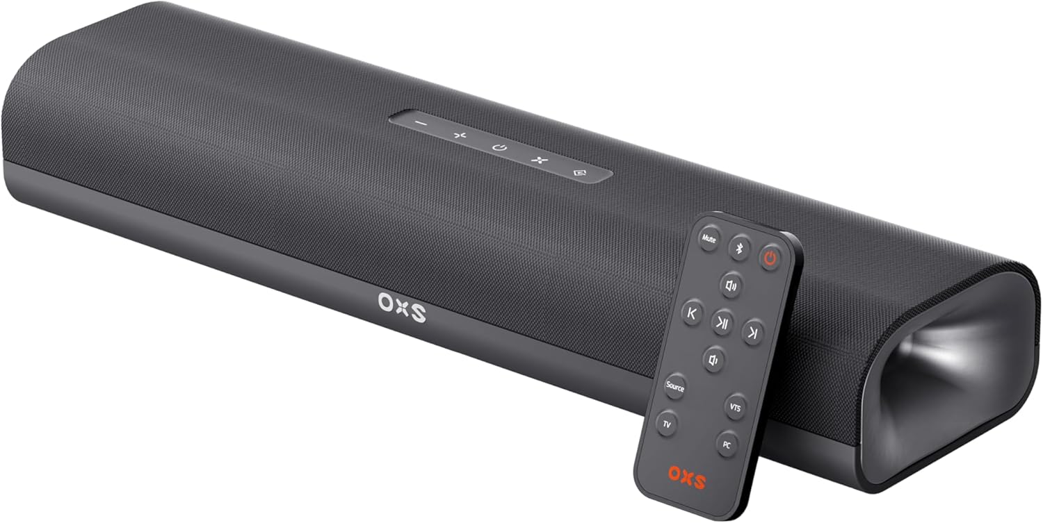 OXS Thunder Lite PC Gaming Soundbar  Sound Bars for TV with Virtual Surround Sound  2 Full-Range Drivers  Bass Tube  Compact Design  HDMI/AUX/Optical Compatible  Bluetooth 5.0 Wireless Connection