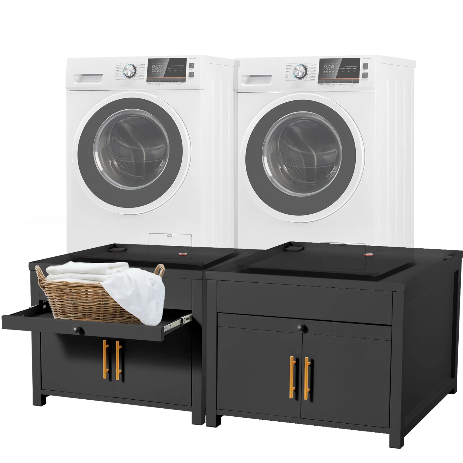 AECOJOY 2 Pack Laundry Pedestal, 700 LBS Capacity Washer Dryer Pedestal (Black)