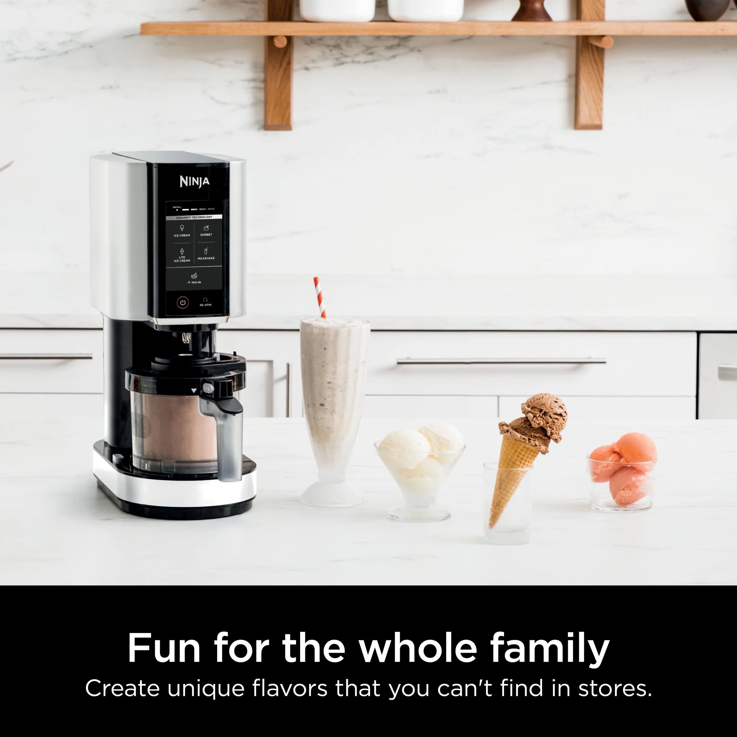 CREAMi Ice Cream Maker, for Gelato, Mix-ins, Milkshakes, Sorbet, Smoothie Bowls More, 5 One-Touch Programs, with (2) 16 oz Pint Containers Lids, Perfect for Kids, White, NC300WH(5 in 1/White) - Image 4