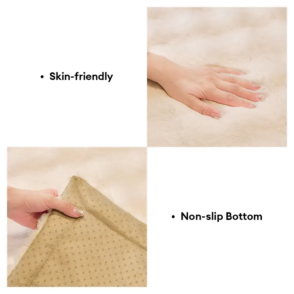Soft Faux Rabbit Plush Thick Skin-Friendly Non-Slip Couch Cover