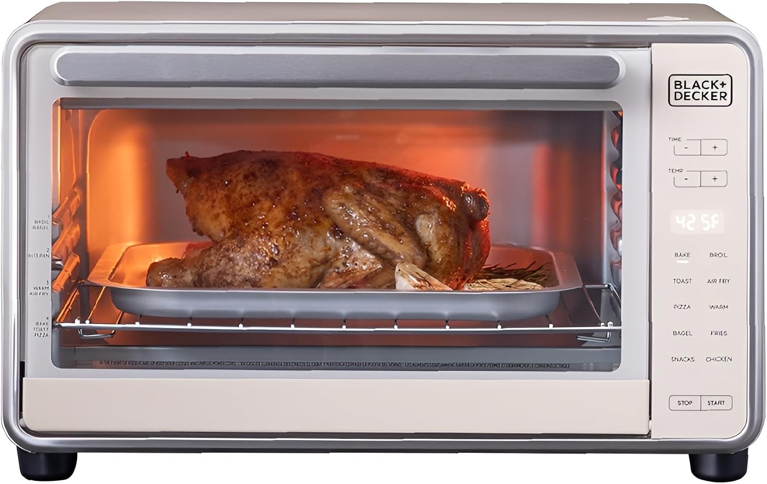 BLACK+DECKER TO1313SBD Toaster Oven, 15.47 Inch, Silver| Compact convection oven fits a 9-inch pizza with timer, stay-on function and removable crumb tray