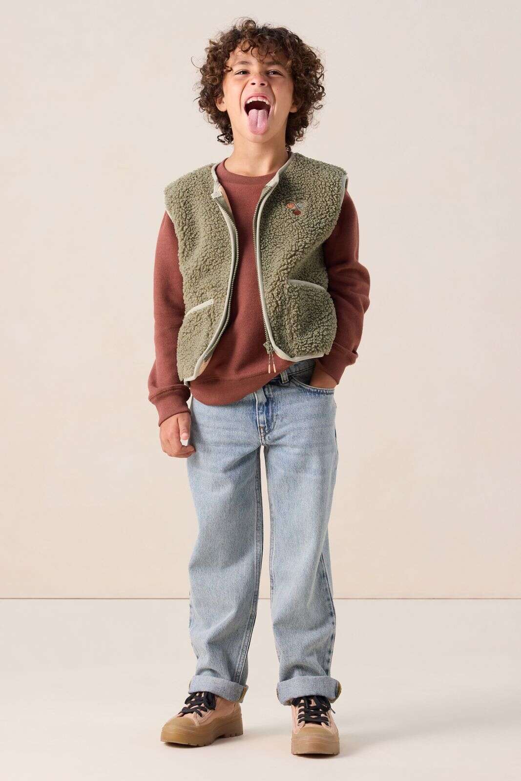 Donkergroen teddy gilet