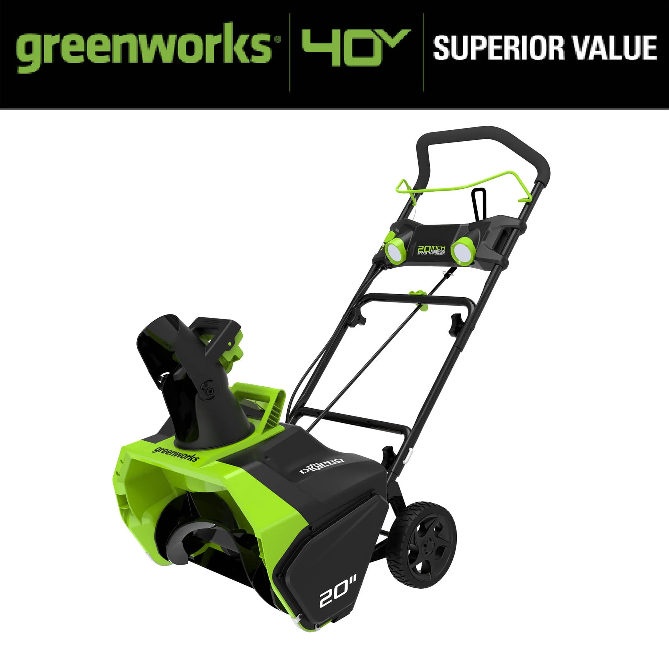 Greenworks 40V 20 inch Brushless Snow Thrower, Battery Not Included, 2601102 Image 3