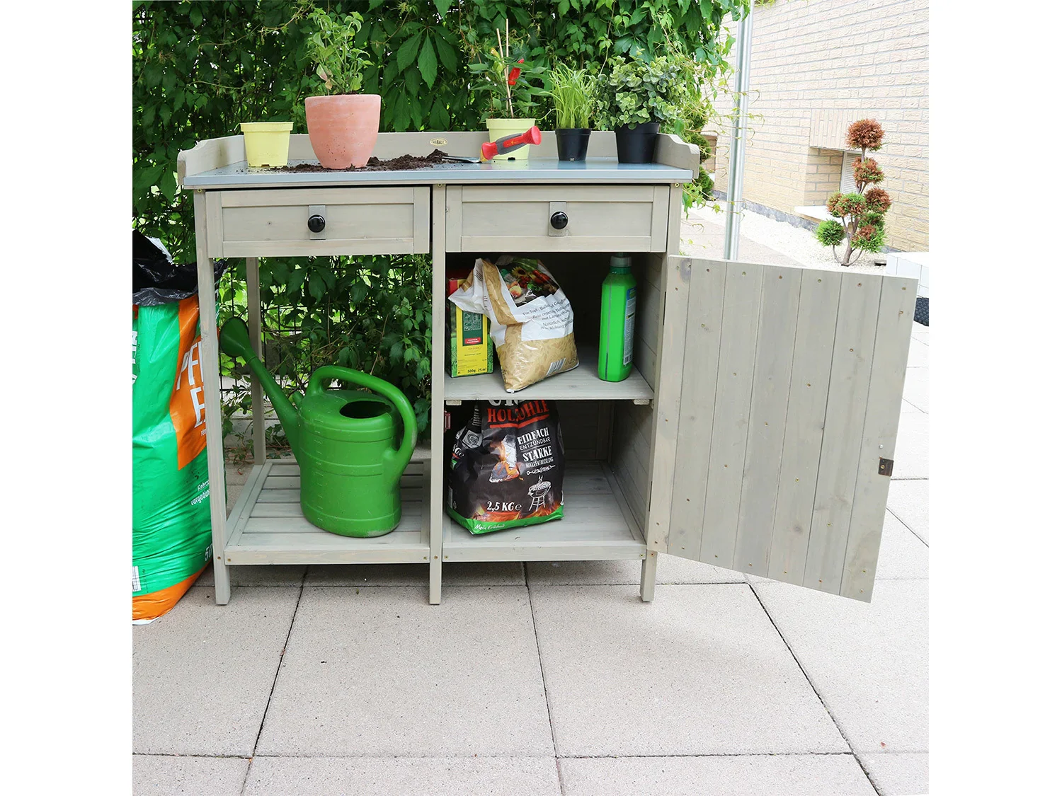 HABAU Table de jardin avec armoire infrieure, 98 x 48 x 95 cm