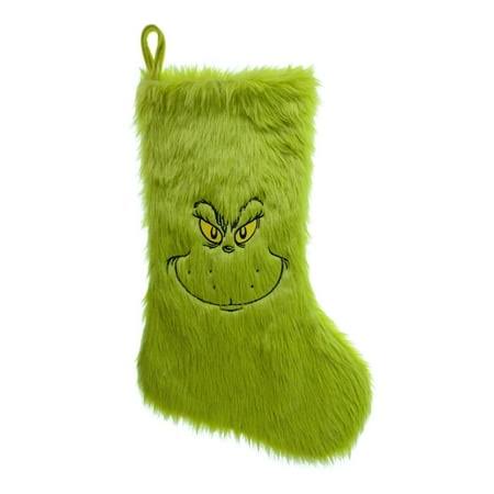 Dr Seuss' The Grinch Who Stole Christmas, Grinch Furry Stocking, 20 Inches Tall, Grinch Green, Size: 20 inch on The Diagonal