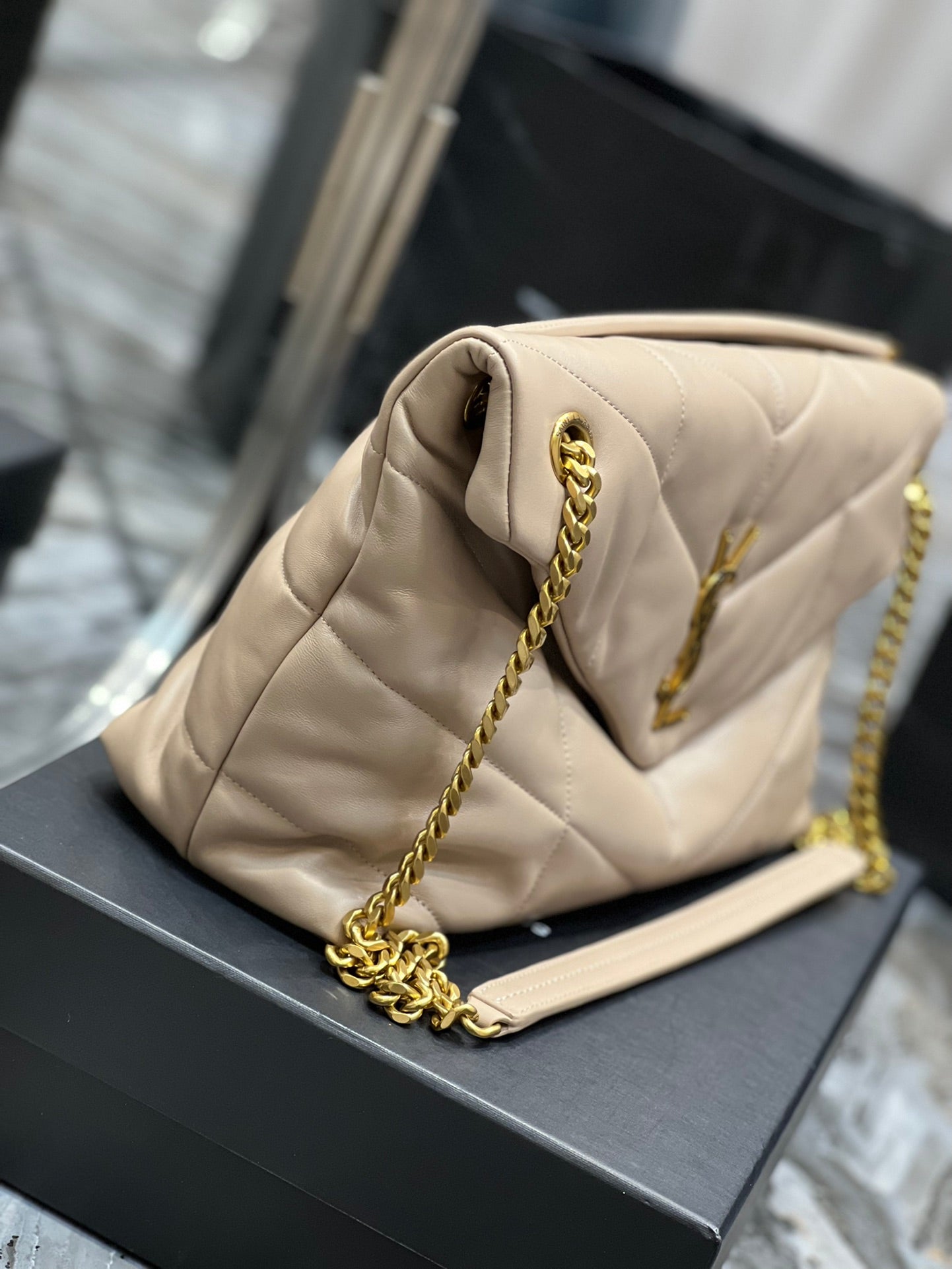 Y PUFFER MEDIUM BAG IN QUILTED LAMBSKIN