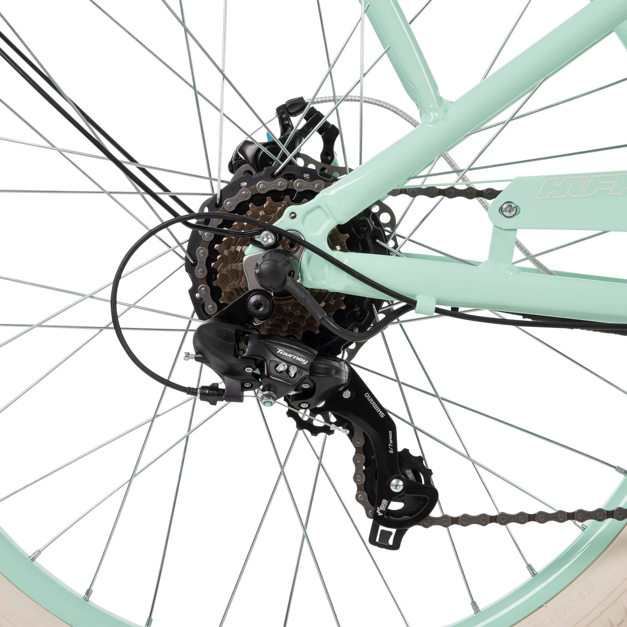 Nel Lusso 26 - Inch 7 - Speed Electric Cruiser Bike with Throttle, Mint Green, 36V, 350W, UL 2849 Compliant, by Huffy