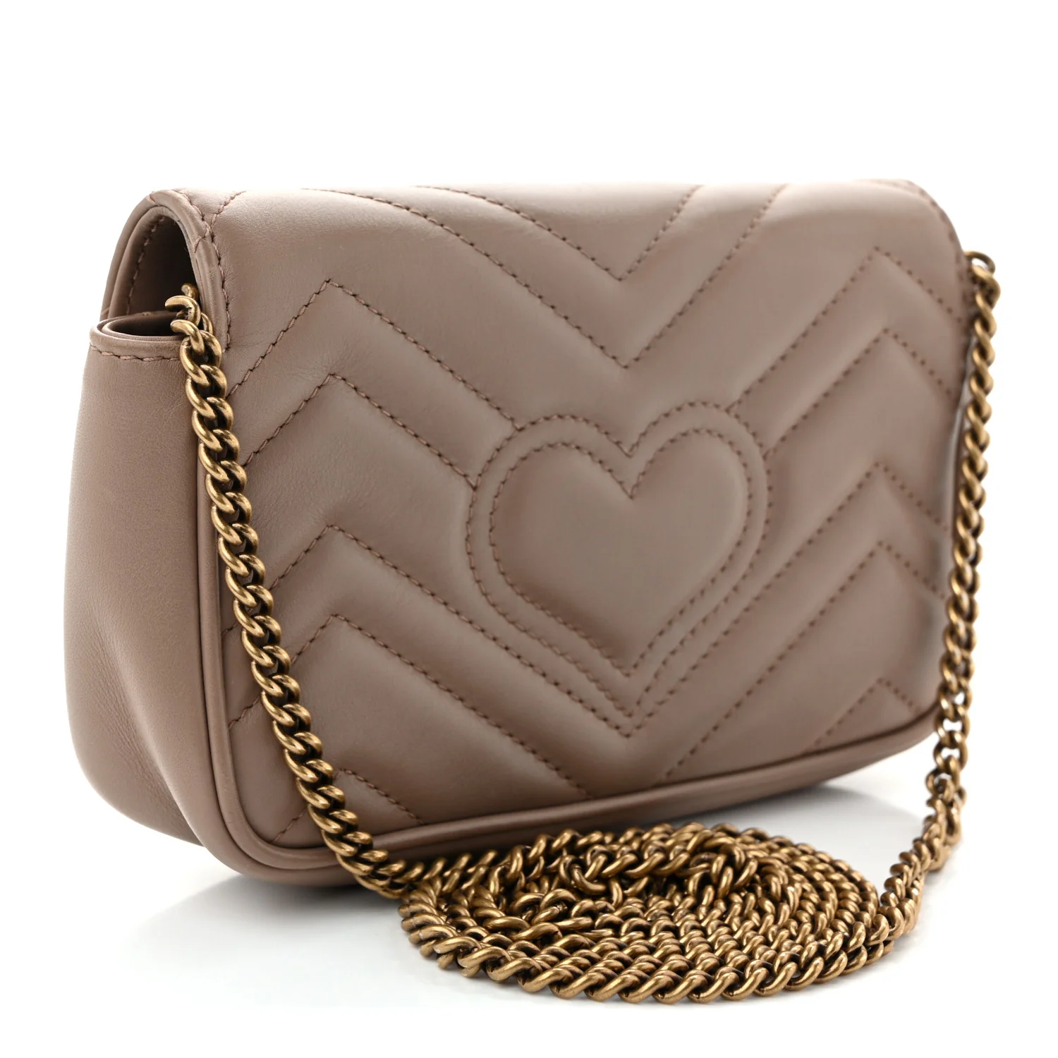 Calfskin Matelasse Super Mini GG Marmont Shoulder Bag Porcelain Rose