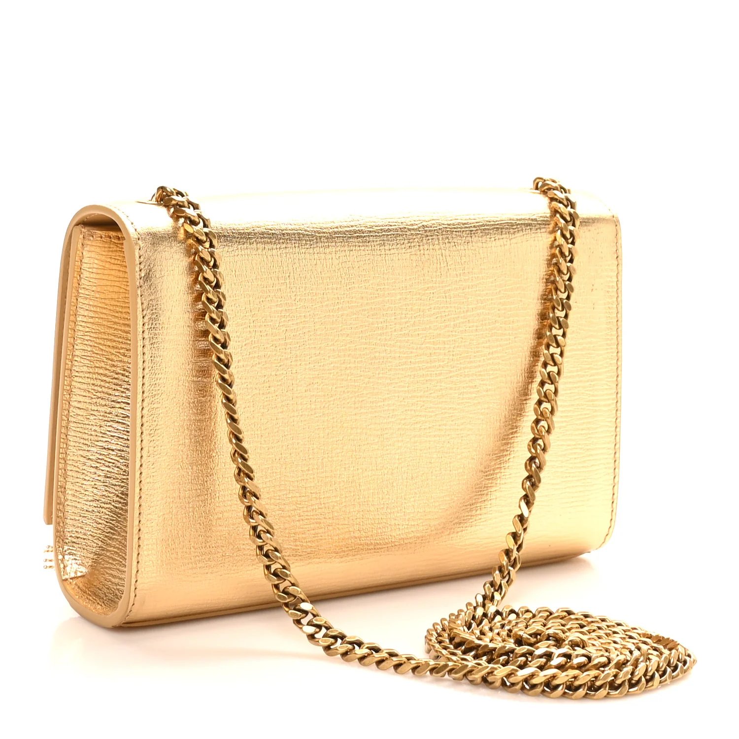 Metallic Calfskin Small Classic Monogram Kate Tassel Satchel Gold