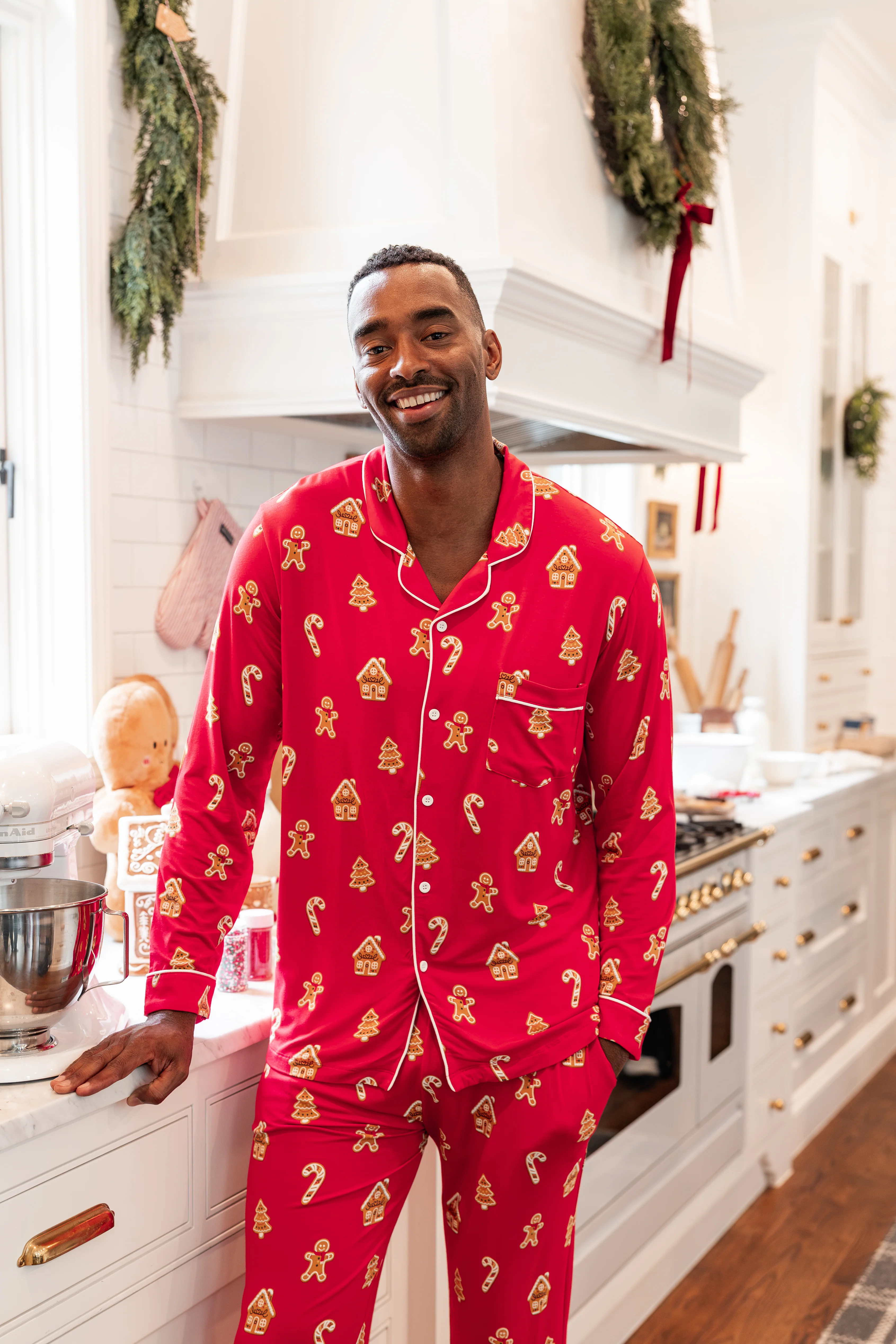 Men's Long Sleeve Pajama Set in Gingerbread