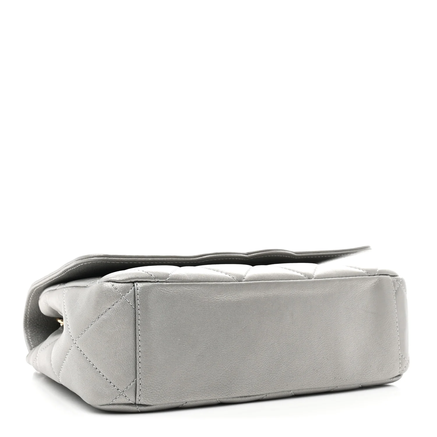 Metallic Goatskin Quilted Timeless CC Flap Silver