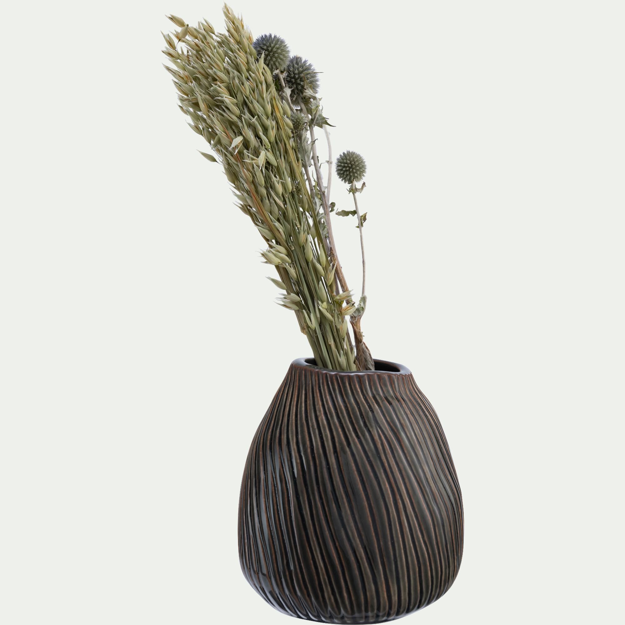 LYAS - Vase boule en faïence H16cm - vert