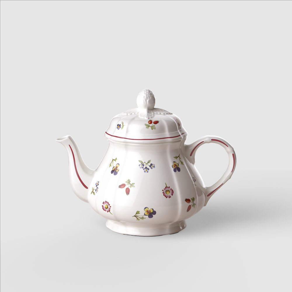 Petite Fleur Teapot - White, 30.5 oz, Premium Porcelain