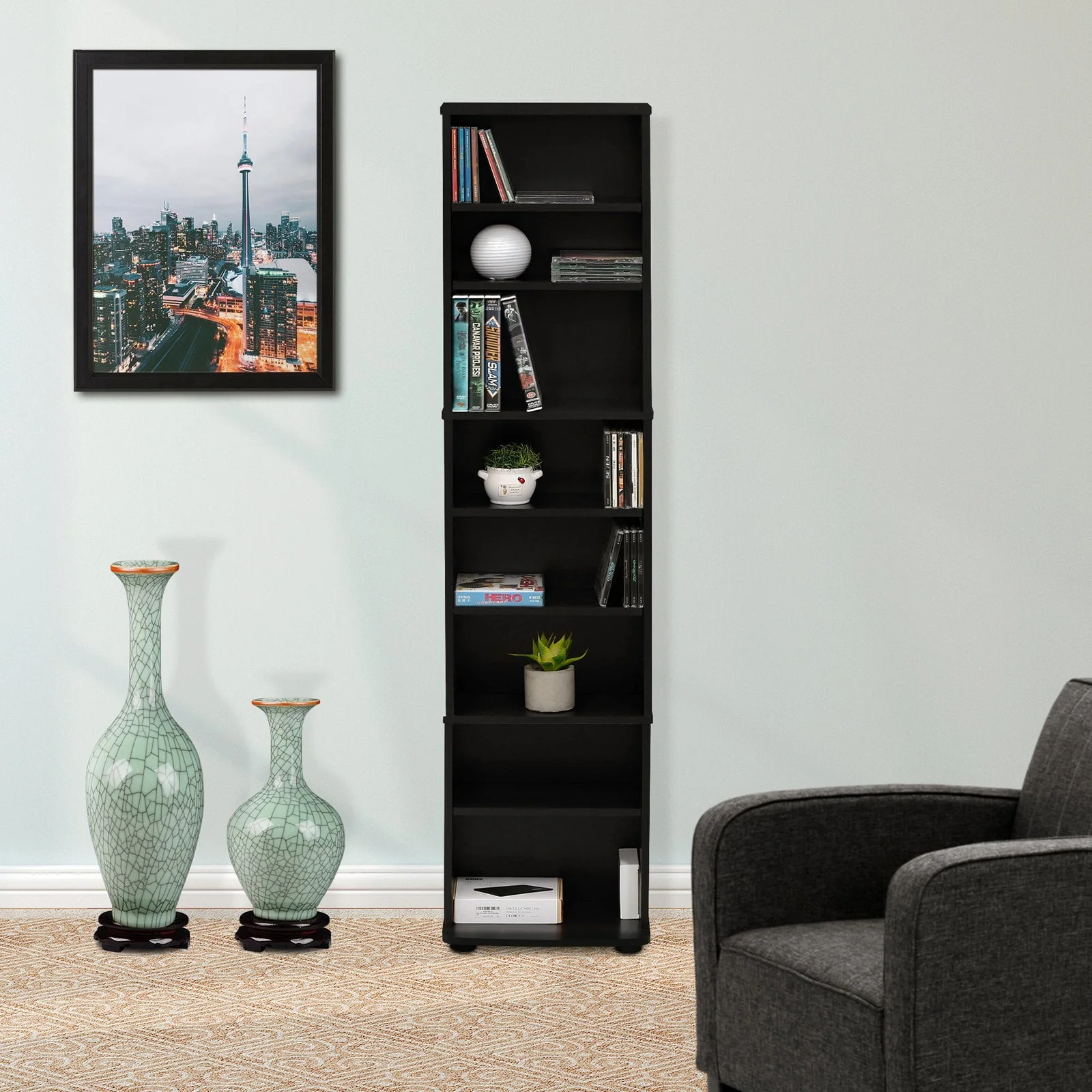 JAYA Space Saving Multimedia Storage Tower(Espresso) Image 4
