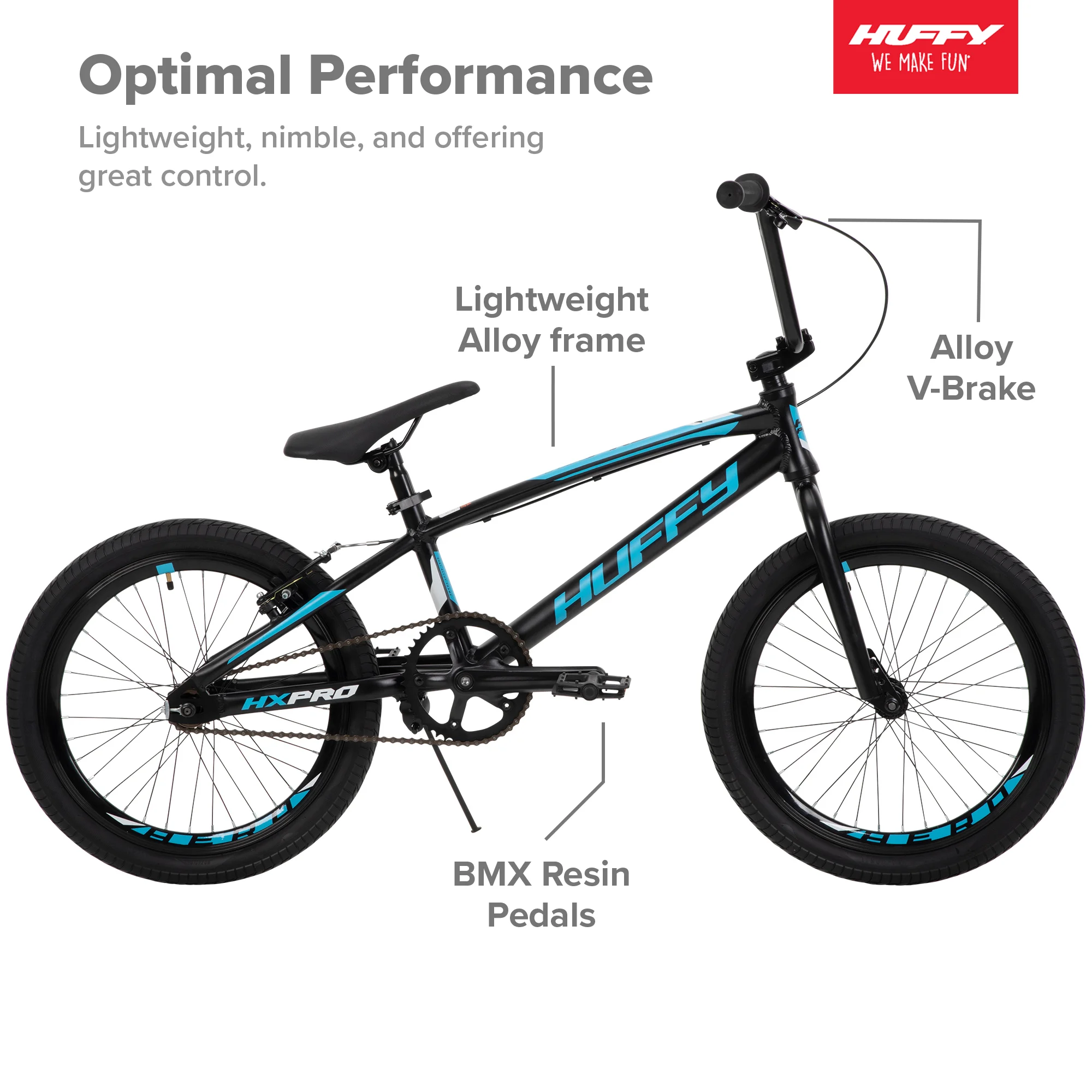20-inch BMX Bikes HX-Pro Bike, Black with Teal, Aluminum Frame - Image 3