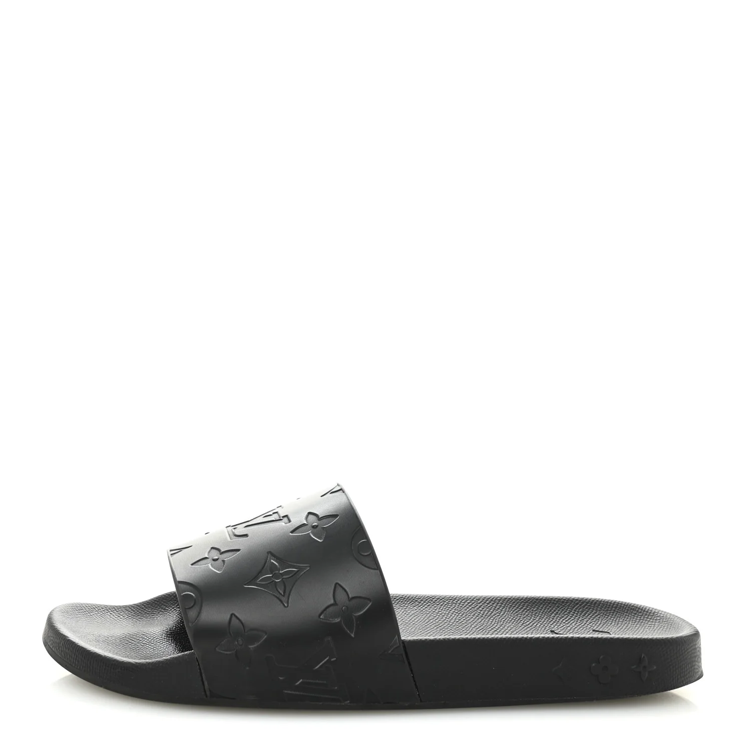 Rubber Embossed Monogram Mens Waterfront Mules 7.5 Black