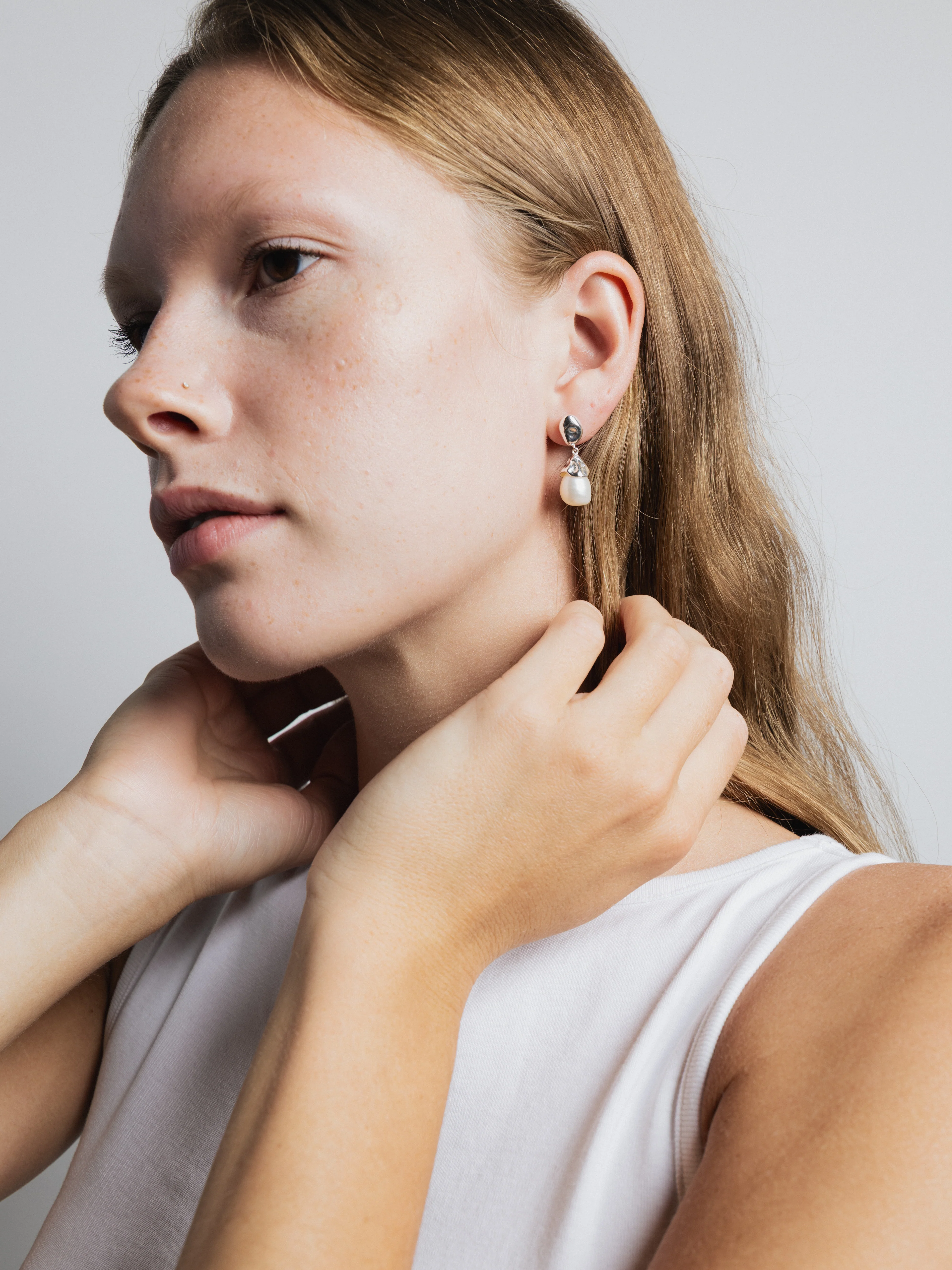 Pearl Drop Earring in Sterling Silver