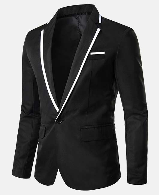 Blazer à poche et finitions contrastées, simple boutonnage, revers cranté