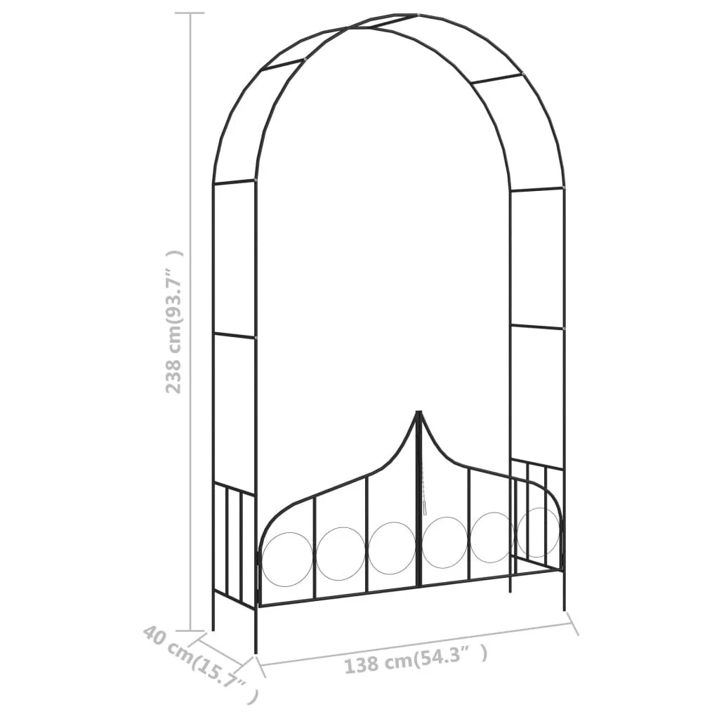Garden Arch with Gate Black 54.3x15.7x93.7 Iron