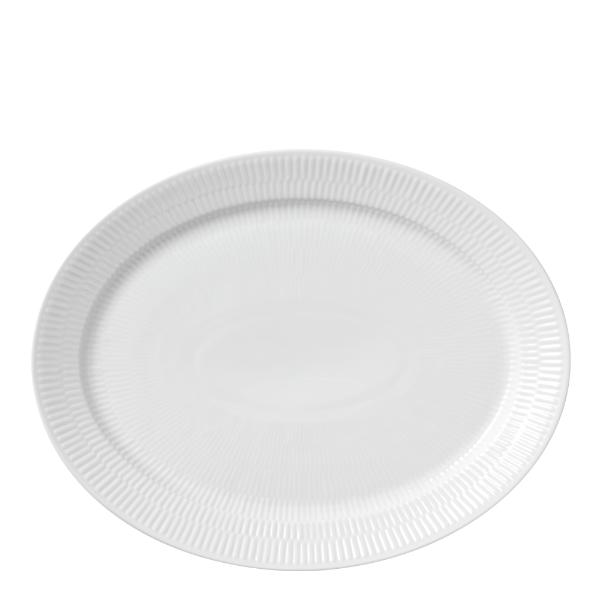 Hvit Riflet oval tallerken 35 cm