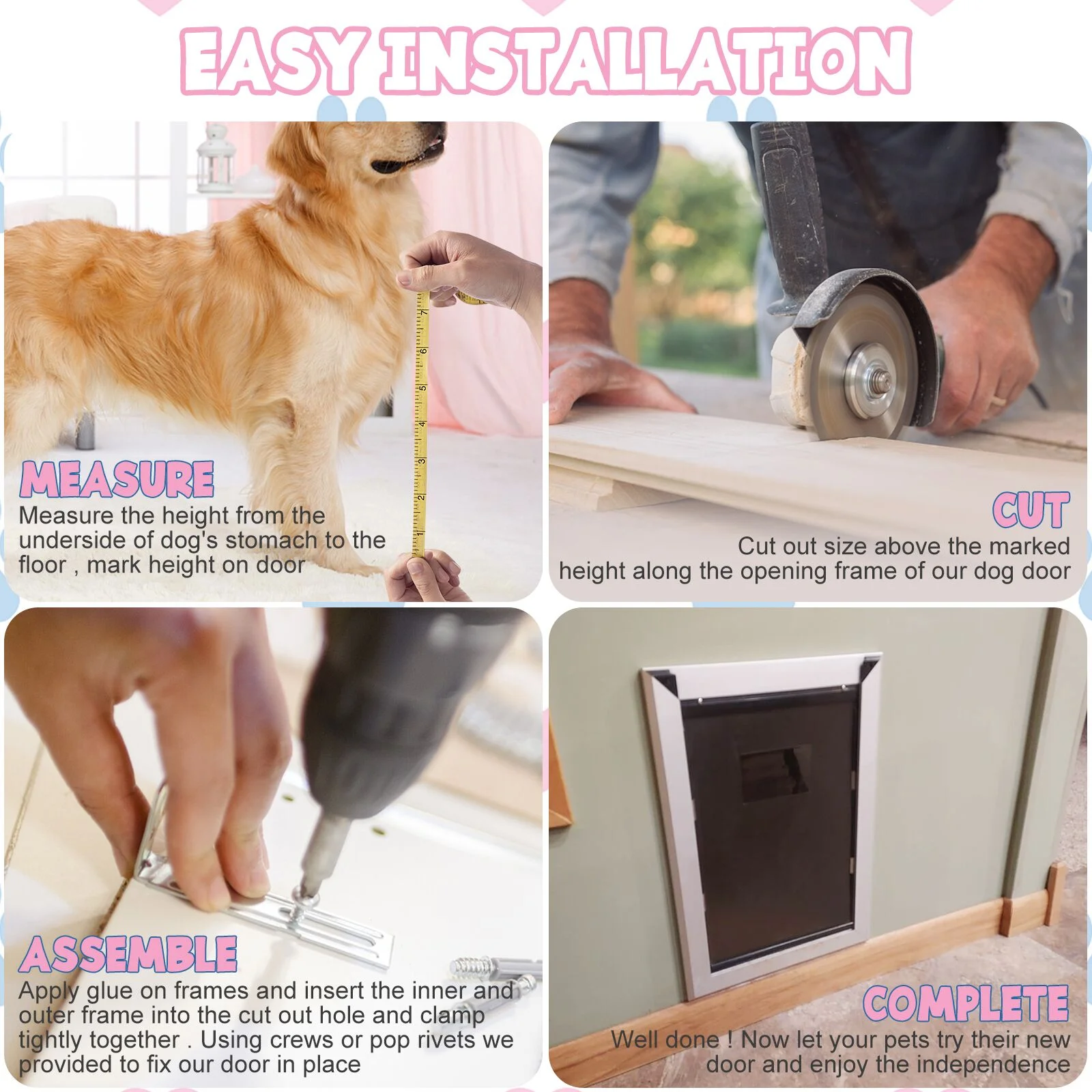 Large Dog Door Aluminum Dog Doors W/Extra-Large Flap 17.5" W x 27.7" H Doggie Doors for Large Dog Up to 220lbs - Image 2