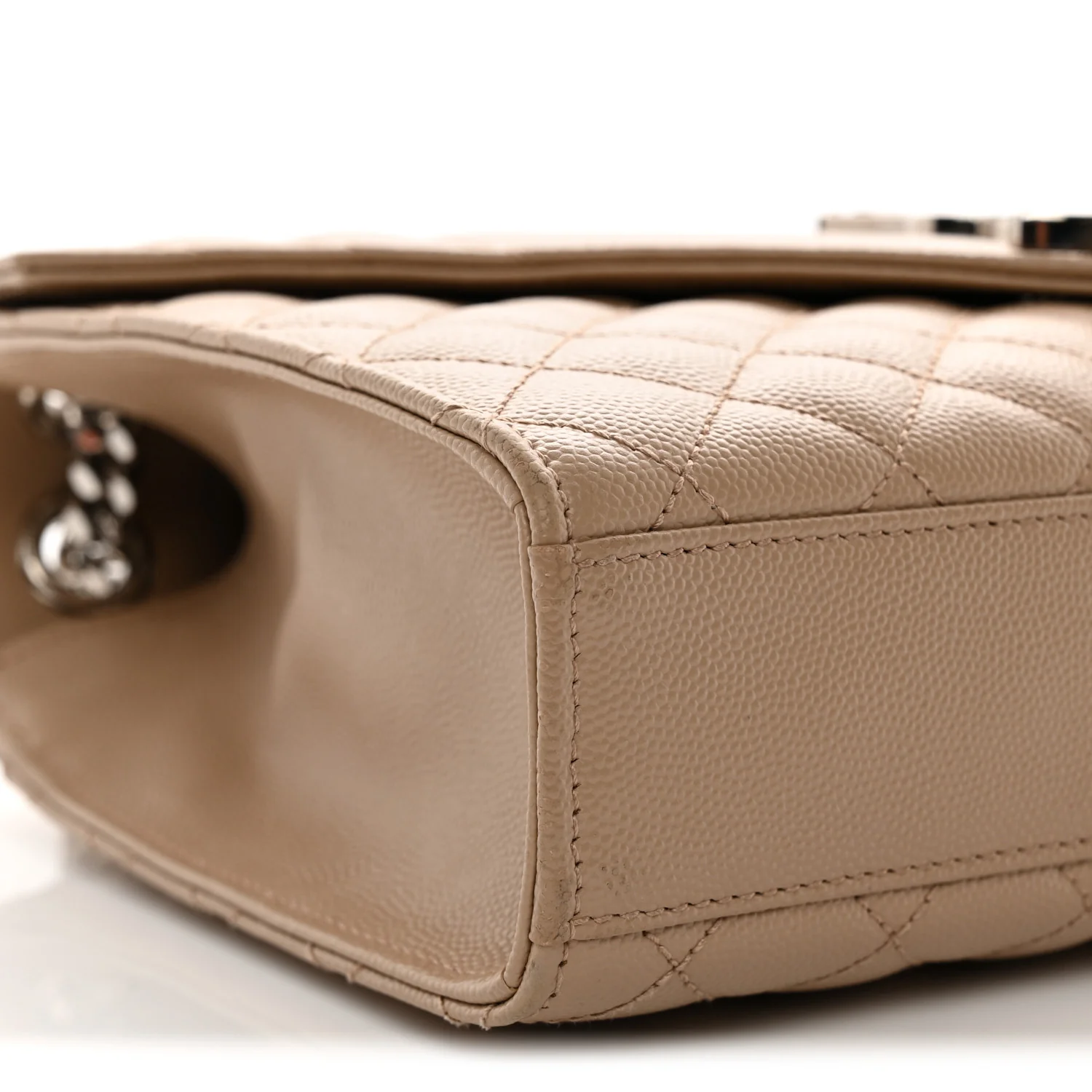 Grain De Poudre Textured Mixed Matelasse Medium Triquilt Monogram Satchel Dark Beige