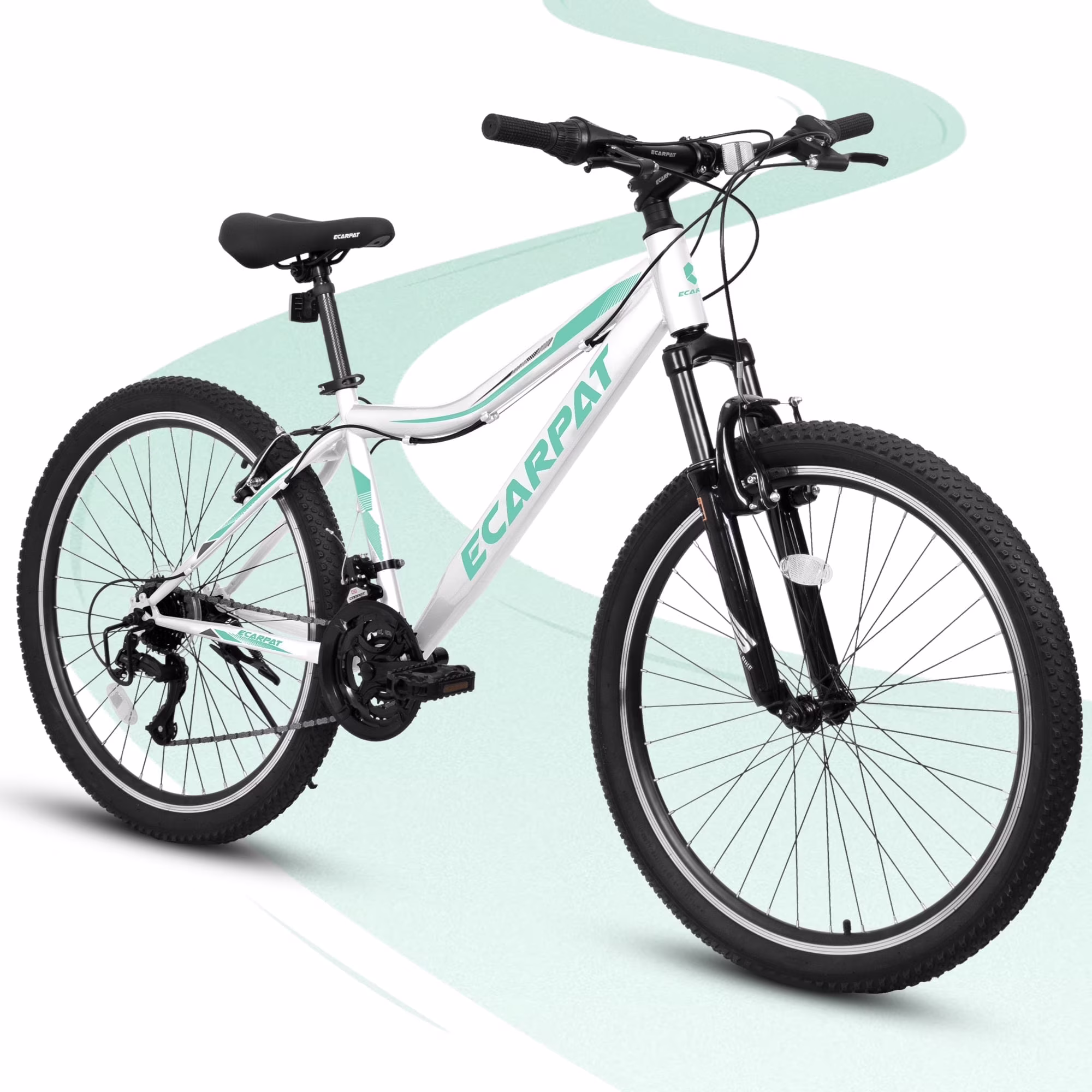 24“/26 Mountain Bike for Women - 21-Speed, Dual Disc Brakes, Front Suspension, All-Terrain Tires, 85% Pre-Assembled Carbon Steel Frame Bicycle