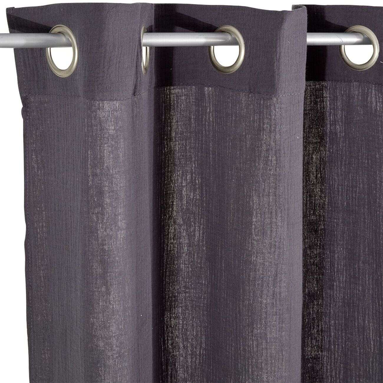 Rideau à oeillets gaze de coton gris uni 135xL240cm