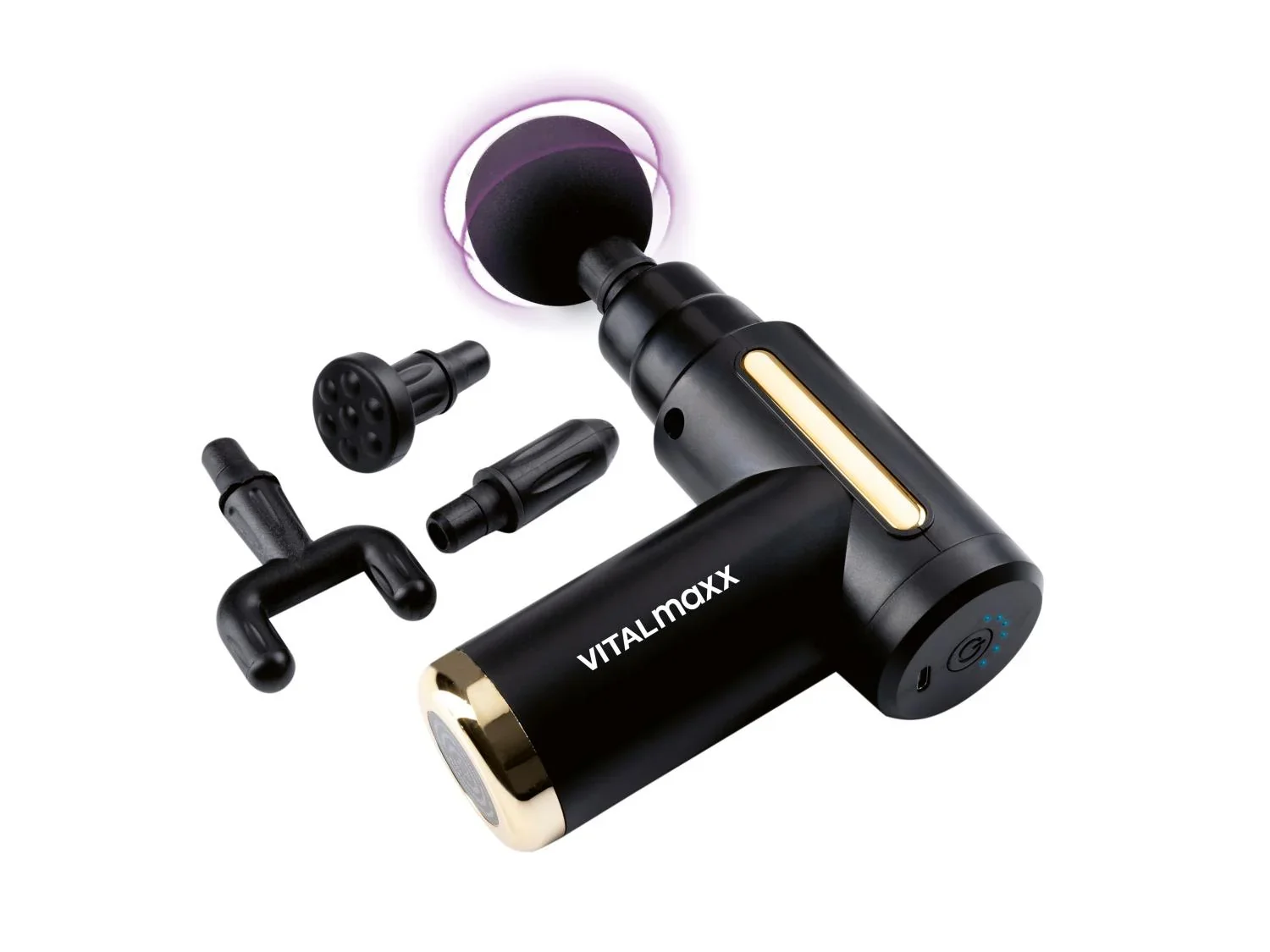 VitalMaxx Mini-pistolet de massage, 4 ttes, 6 vitesses