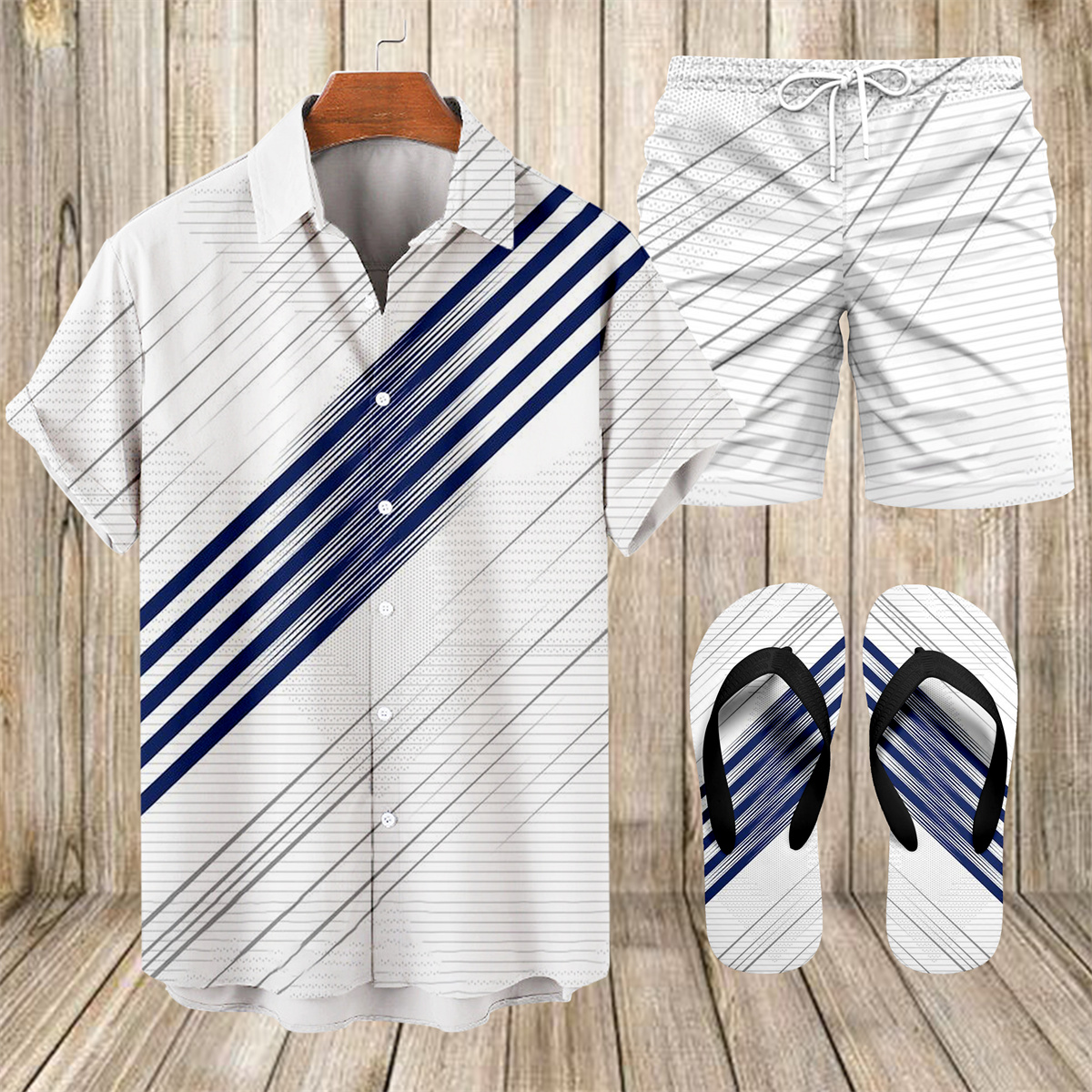 Ensemble trois pièces Suitmens pour homme, chemise à imprimé bowling hawaïen, réf. 051