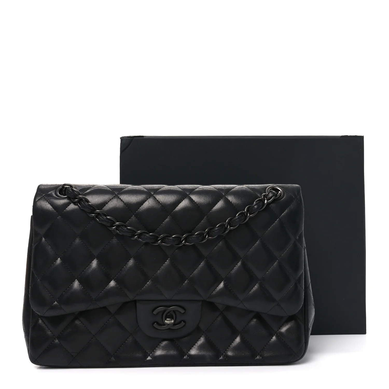 Lambskin Quilted Jumbo Double Flap So Black