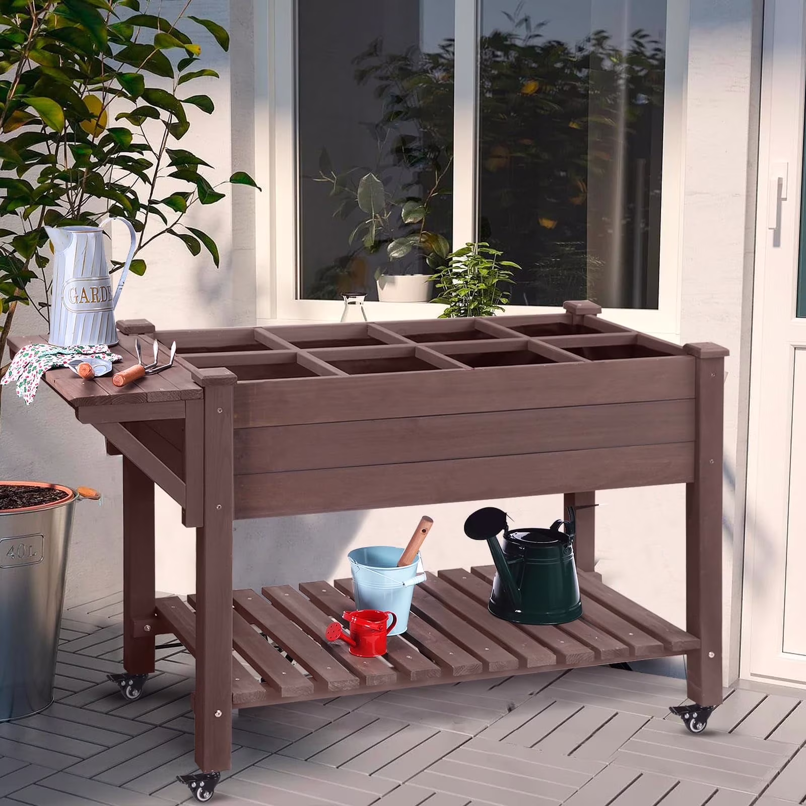 Aivituvin Raised Garden Bed Elevated Wood Planter Box Stand Outdoor Garden Kit