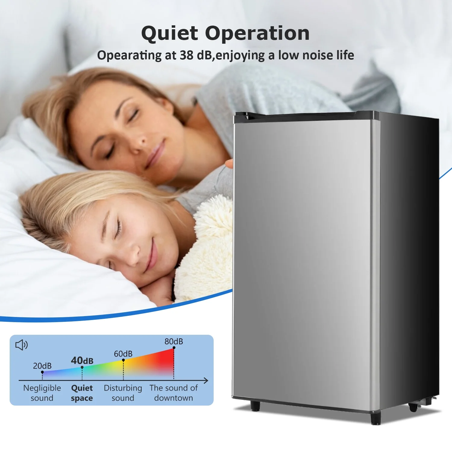 Mini Fridge with Freezer 3.2 Cu.ft Small Refrigerator for Dorm Bedroom, Compact Refrigerators Single Door Adjustable Thermostat Low Noise,Silver(Silver) - Image 5