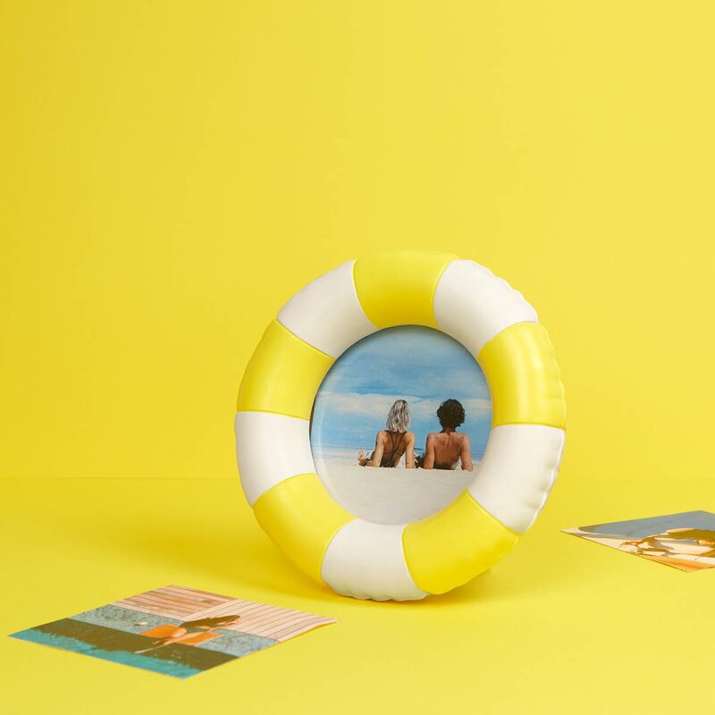 Floats fotoramme 17,2 cm gul/hvit