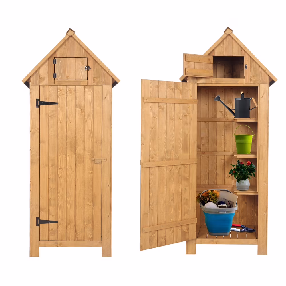 Zimtown Fir Wood Garden Storage Shed, 70.47 x 30.31 x 21.38, Natural