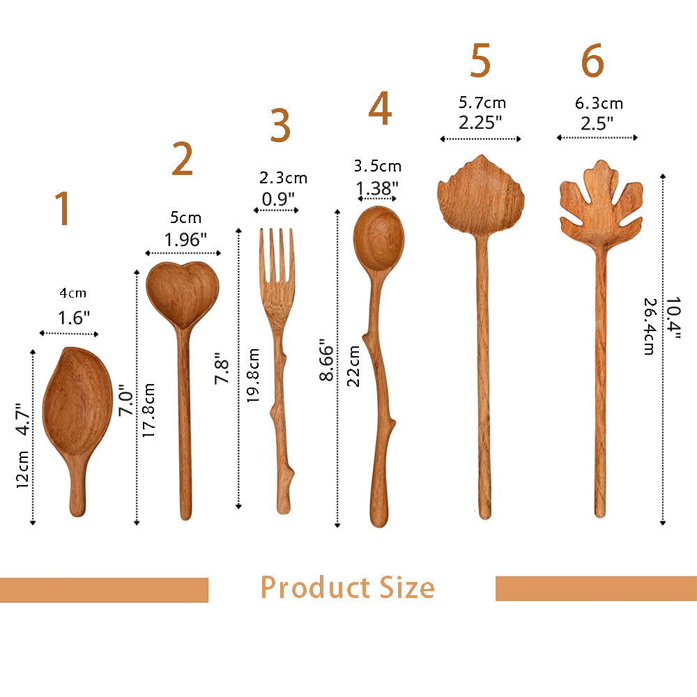 Wooden Spoons for Coffee Tea Sweet Snacks, Maple Leaf Shape Wooden Spoon Irregular Wooden Spoon