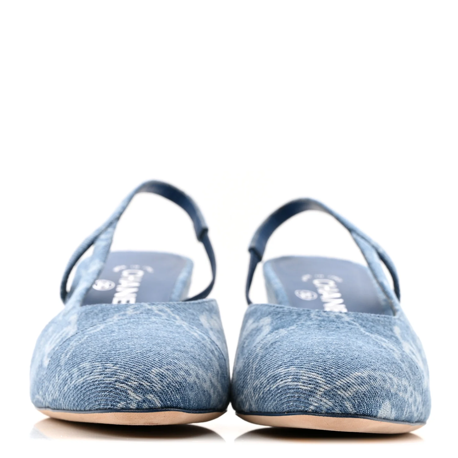 Denim Cap Toe Denim Slingback Pumps 39 Blue