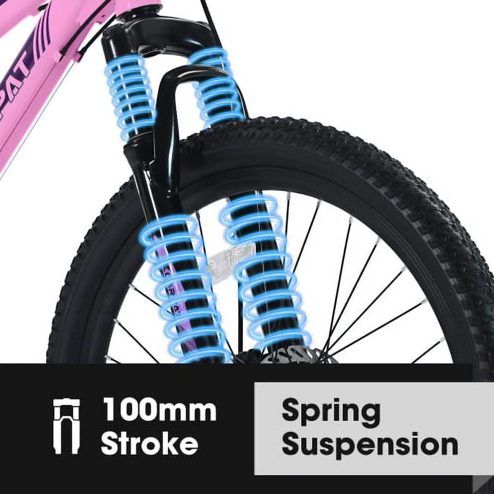 26" Mountain Bike for Women, 21 Speeds Mountain Bicycles with Dual Disc Brakes and 100mm Front Suspension, Pink(Gift)(Pink) - Image 8
