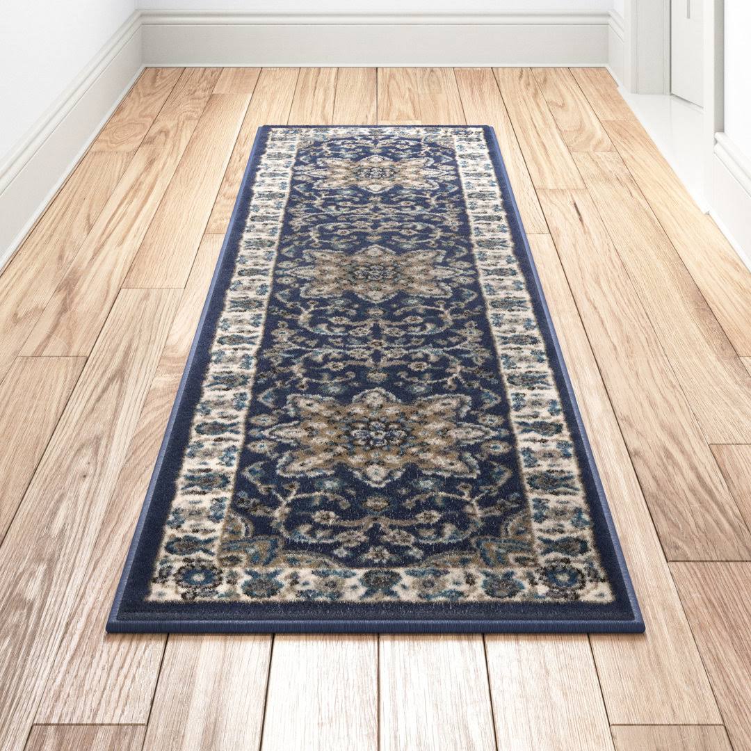 Arend Oriental Navy Blue/White Area Rug Charlton Home Rug Size: Runner 1'9