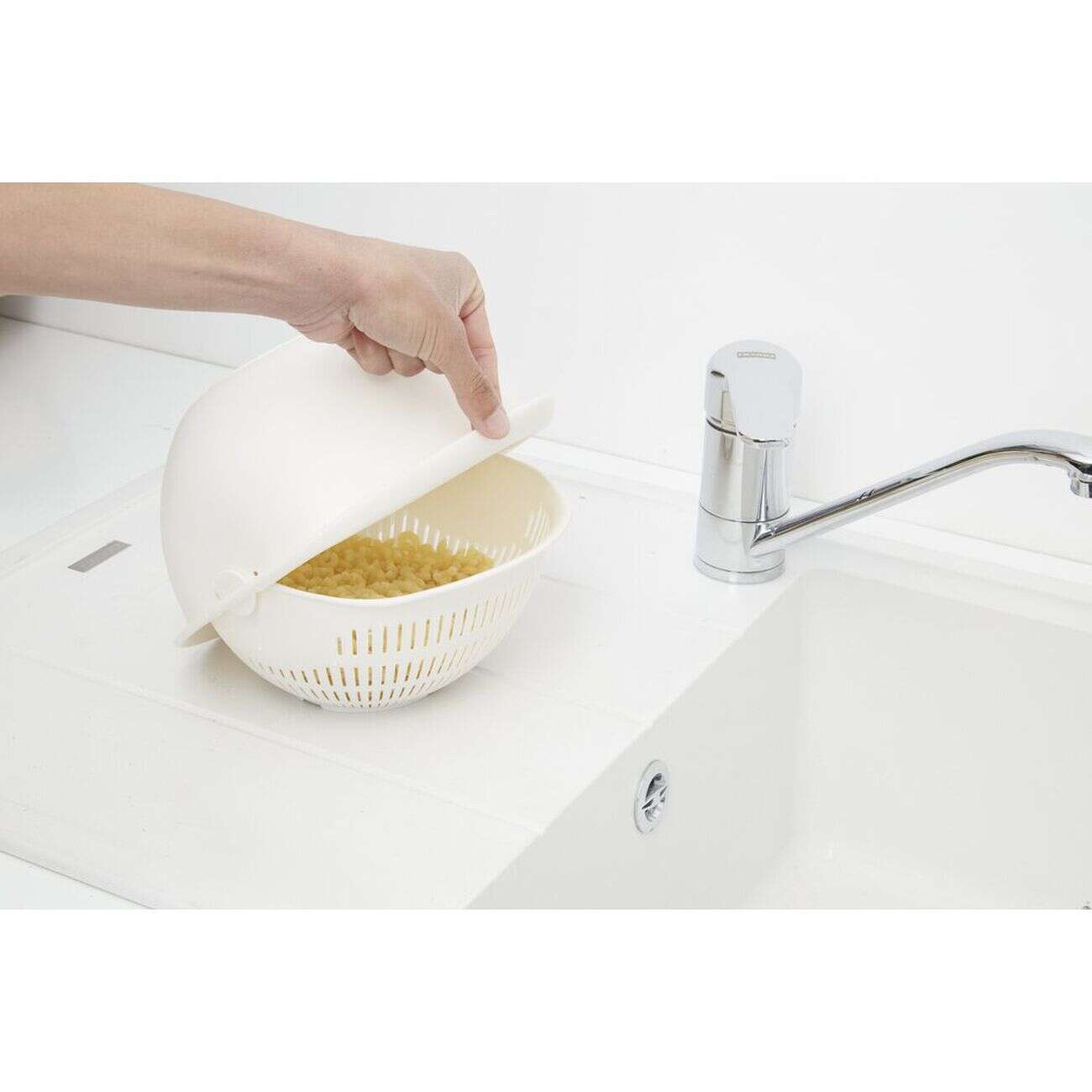 Panier égouttoir rotatif double couche 2en1 blanc Ø23xH10,5cm