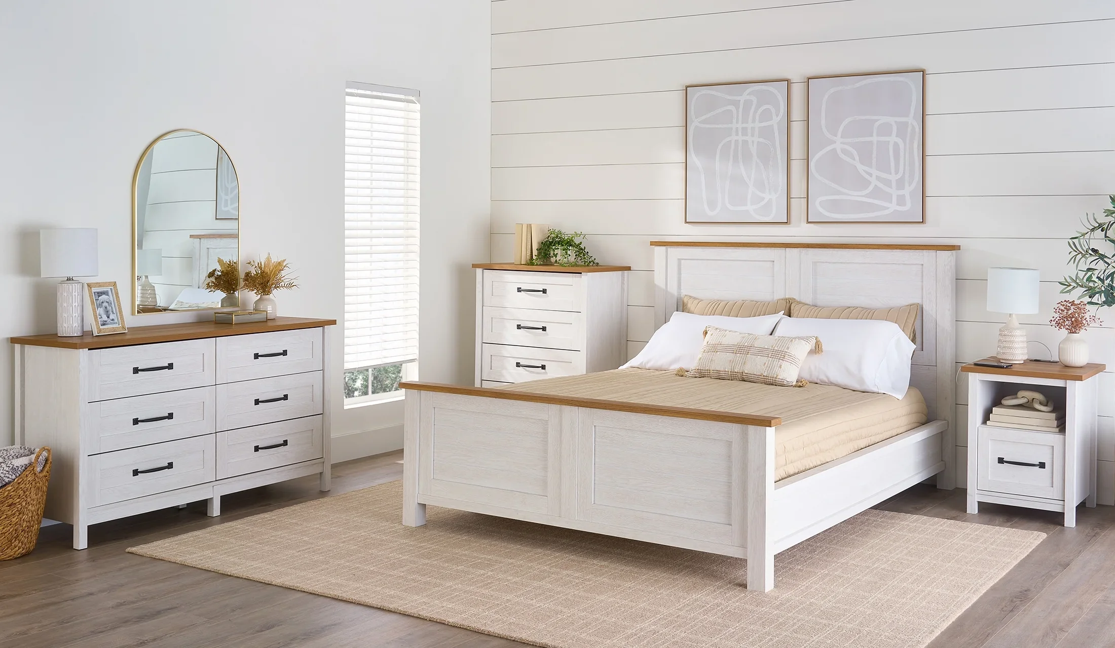 Better Homes & Gardens Modern Farmhouse 4-Drawer Dresser, Rustic White Finish
