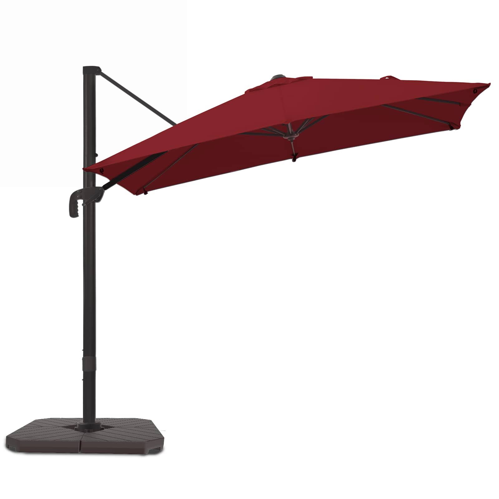 Wikiwiki S Series Cantilever Patio Umbrellas 8.2 * 8.2ft Square Outdoor Offset Umbrella/Fade & UV Resistant Solution-Dyed Fabric 5 Level 360