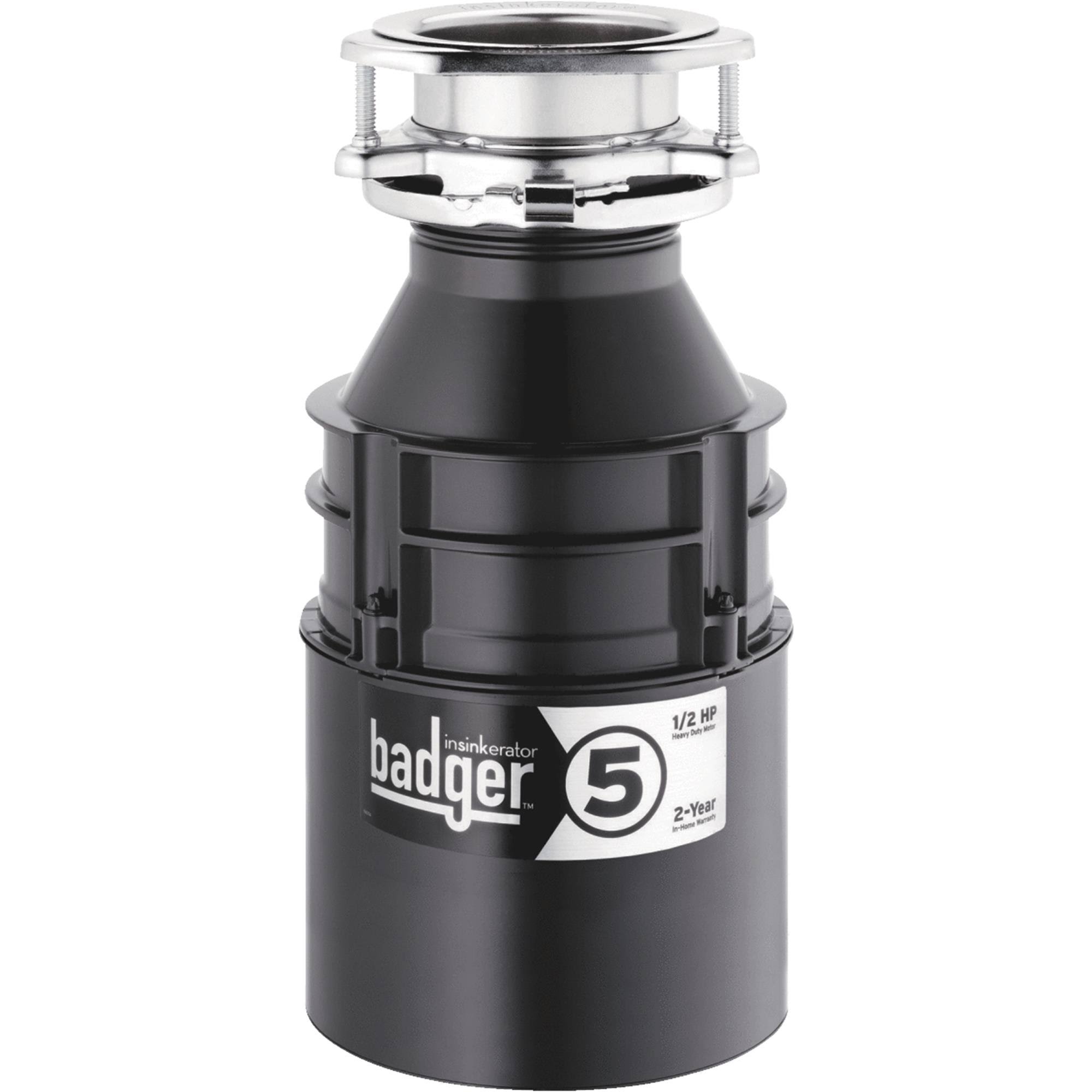 InSinkErator Badger 5 1/2 HP Garbage Disposal, Black, 6.75