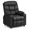 Kids Youth Recliner Chair PU Leather w/Cup Holders Side Pockets Grey(Beige) - Image 4