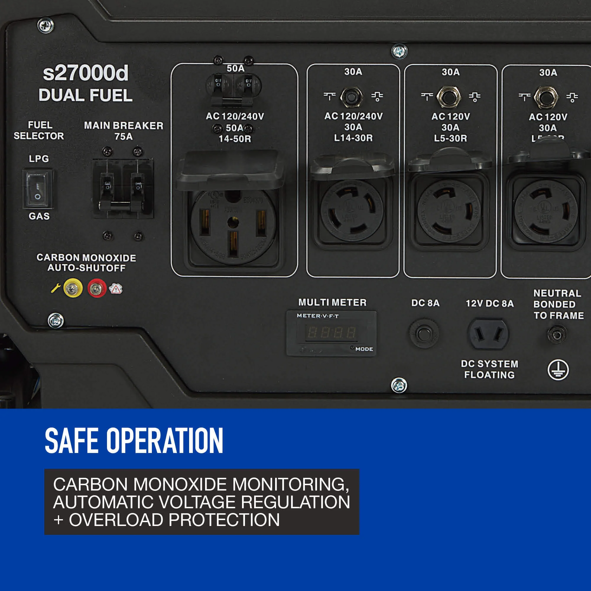 Portable Generator, 27,000 Surge Watts, 18,000 Rated Watts, 120/240V, Dual Fuel, Electric Start, CO Shutdown - Image 7