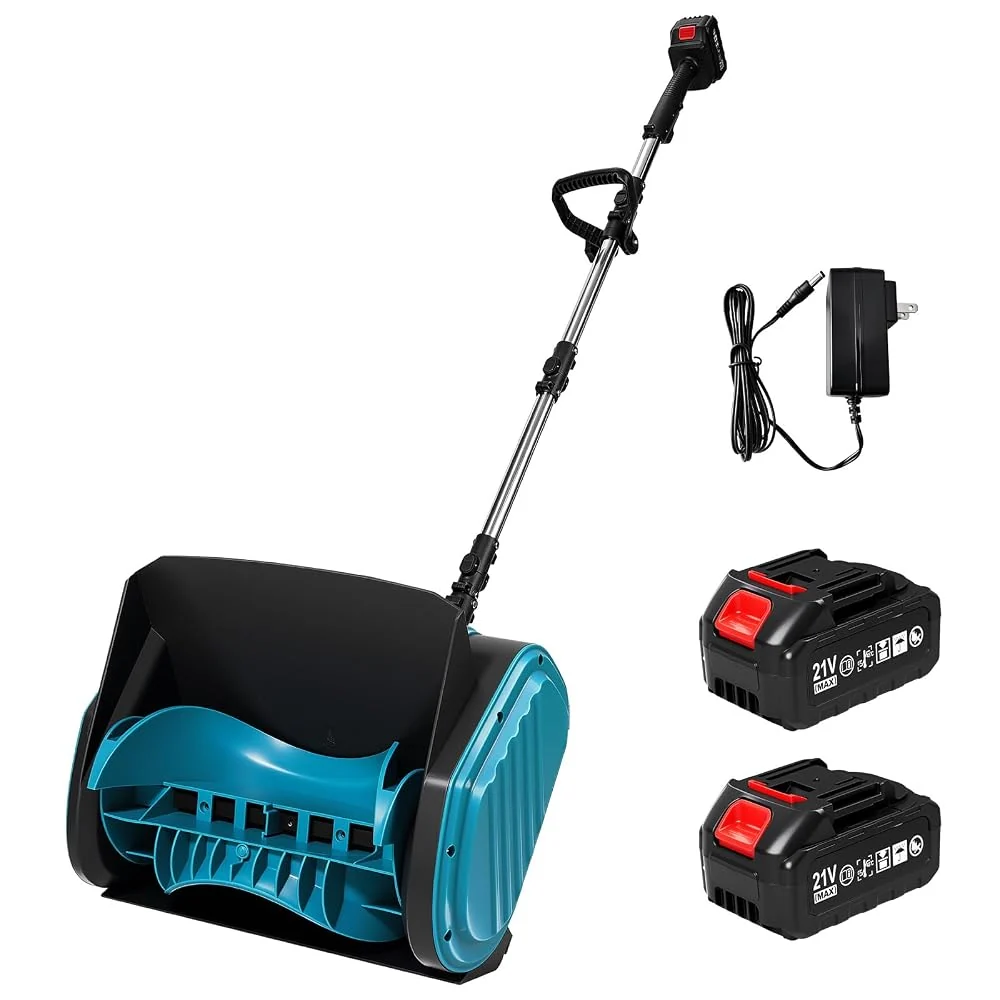 Cordless Electric Snow Shovel, 13.4" Clearing Width Brushless Snow Thrower with 3-Section Splice Pole, 40FT Max Snow Throwing Distance, Handheld Battery Powered Snow Blower for Driveway & Deck