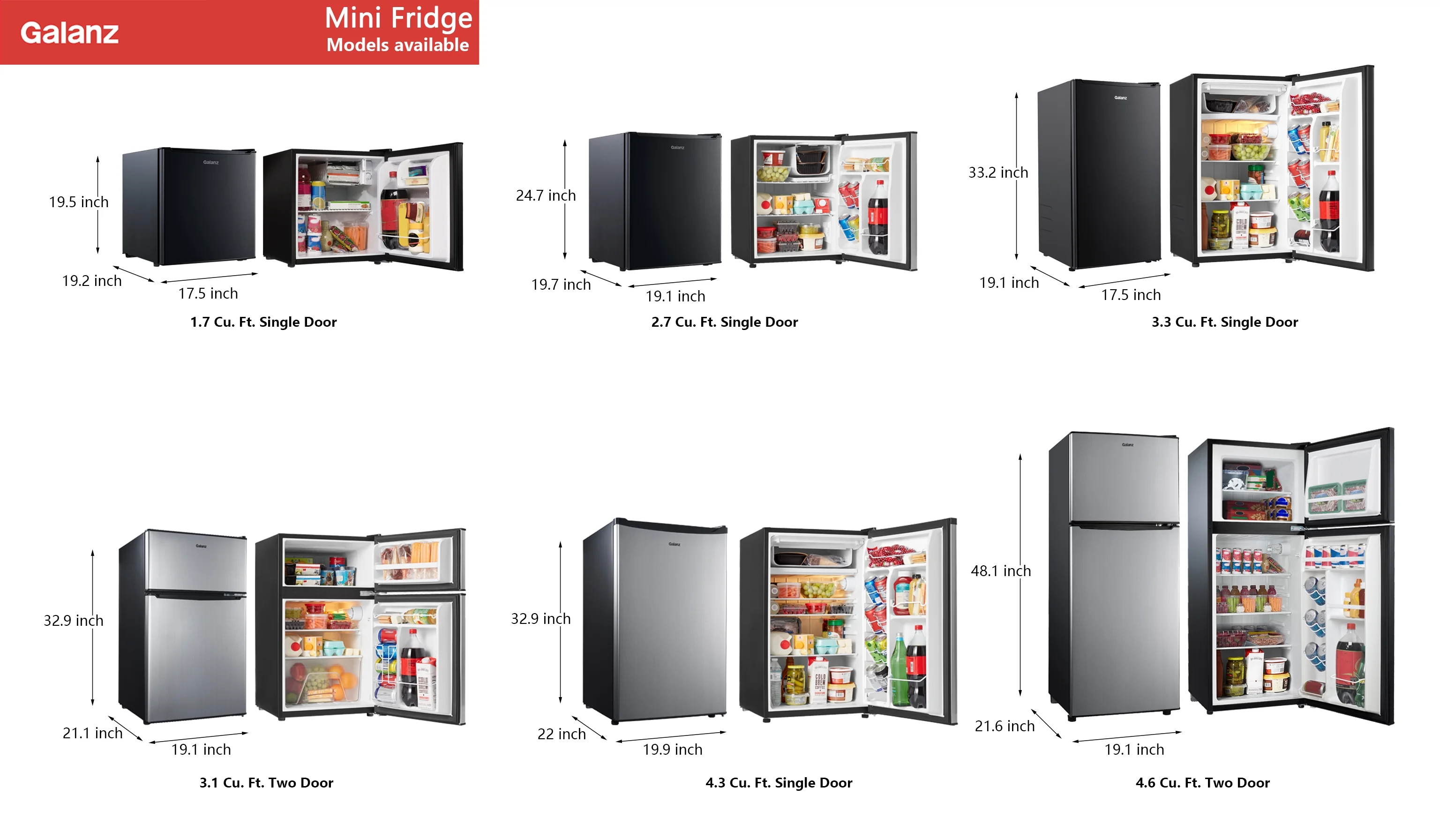 3.1 Cu ft Two Door Mini Fridge, Black, New(Black) - Image 10