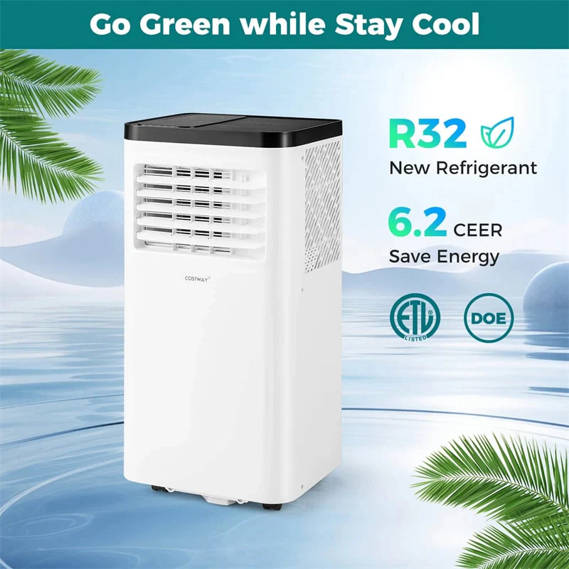8000 BTU Portable Air Conditioner, 3-in-1 Floor AC Unit with Fan & Dehumidifier, Remote Control, 24H Timer, Window Kit for Rooms up to 350 Sq. Ft