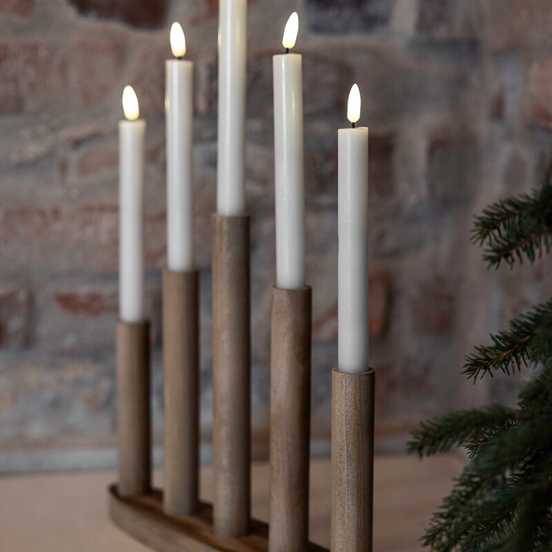 Miila trådløs adventsstake 5-armet beiset brun