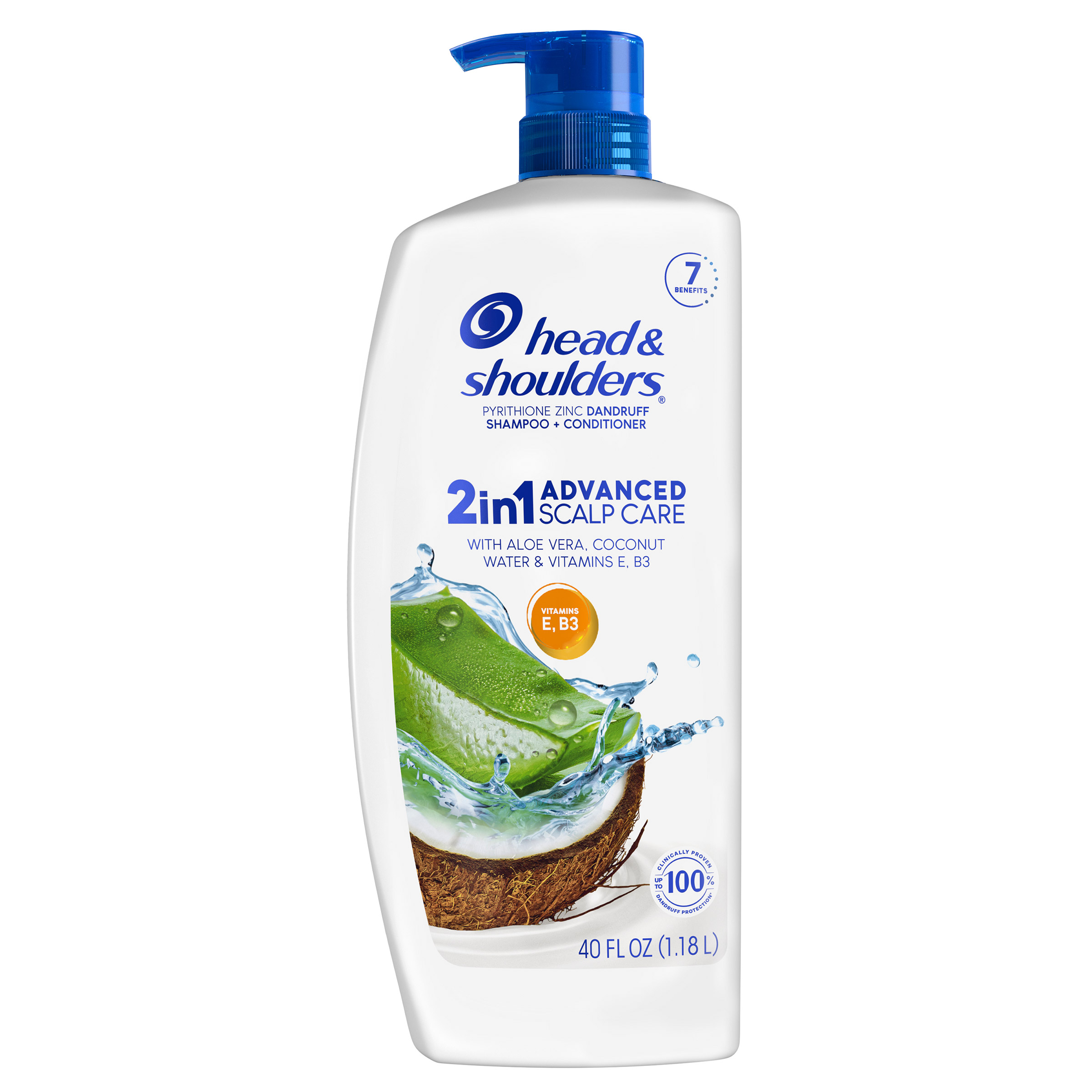 Head Shoulders 2-in-1 Dandruff Shampoo and Conditioner Advanced Scalp Care with Aloe Vera, Coconut Water Vitamins, 40 fl oz